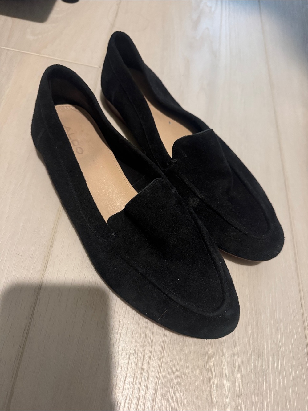 Aldo Black Suede Pointed Penny Loafers